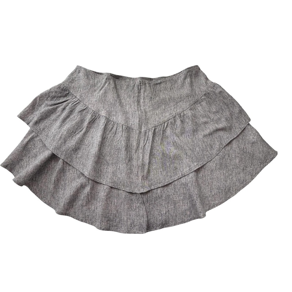 BCBGeneration Skirt Womens XL Gray Rayon Linen Tiered Layered Ruffle Mini Lined